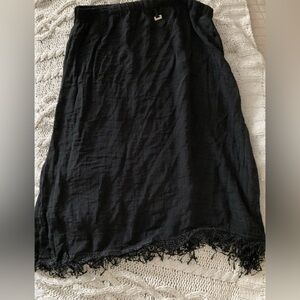 Zingara medium Black Lace Trimmed swimsuit skirt cover-up